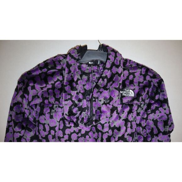 The North Face Women's Sz XL Purple Leopard Print Osito 1/4 Zip Hoodie $119 - Picture 11 of 14